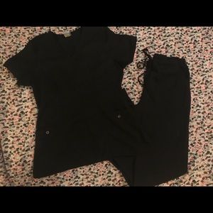 Black scrubs Top and bottoms